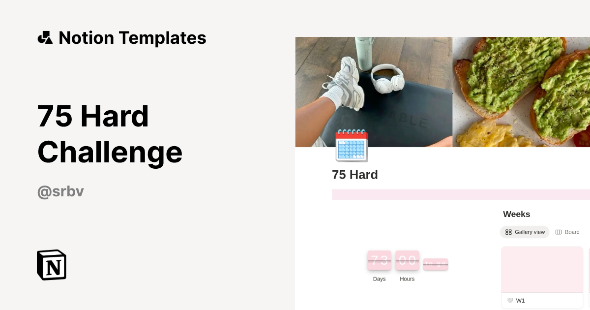 75 Hard Challenge Template by srbv | Notion Marketplace