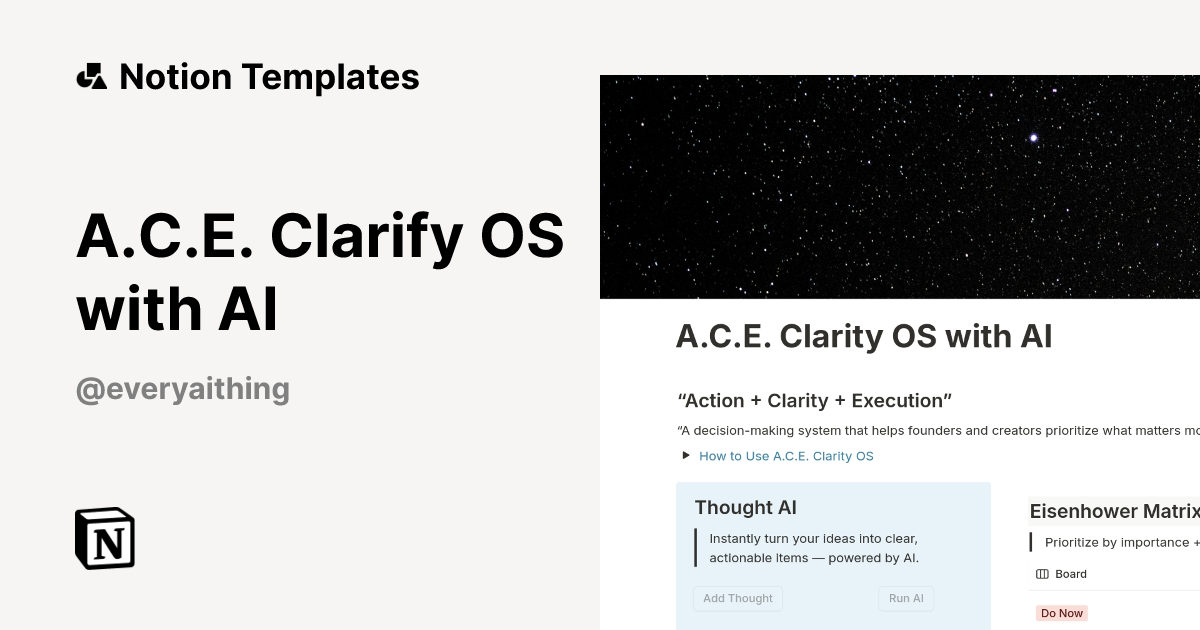 A.C.E. Clarify OS with AI Template by Every AI Thing | Notion Marketplace