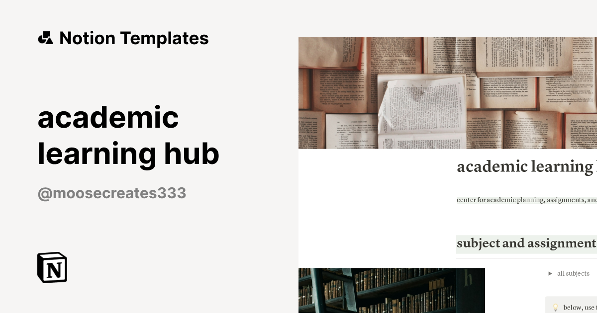 academic learning hub Template by moose creates | Notion Marketplace