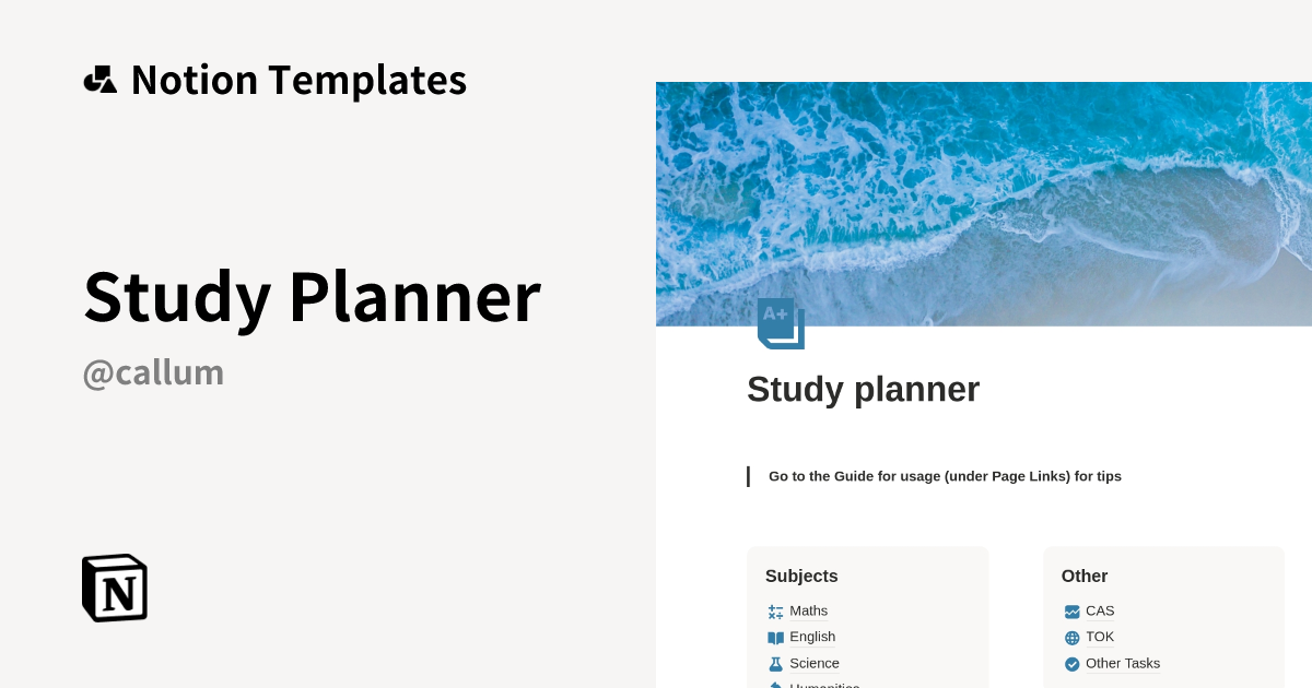 Study Planner Template | Notion Marketplace