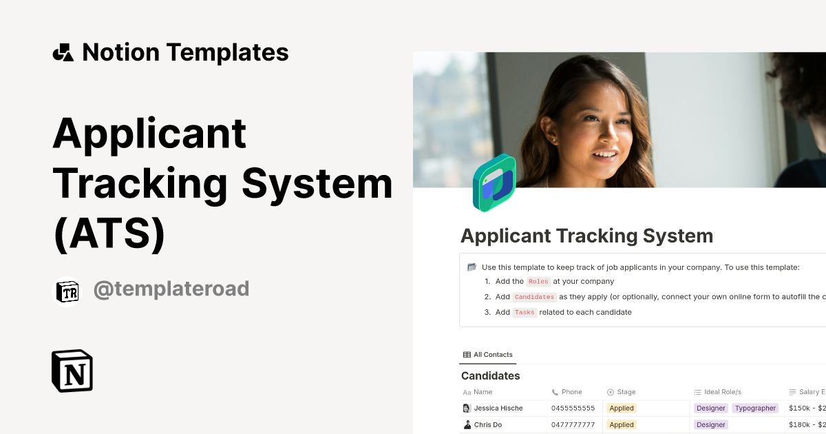Applicant Tracking System (ATS) Template by Template Road | Notion ...
