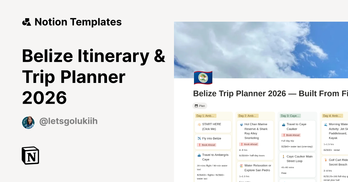 Belize Itinerary + Planner 2025 Template | Notion Marketplace