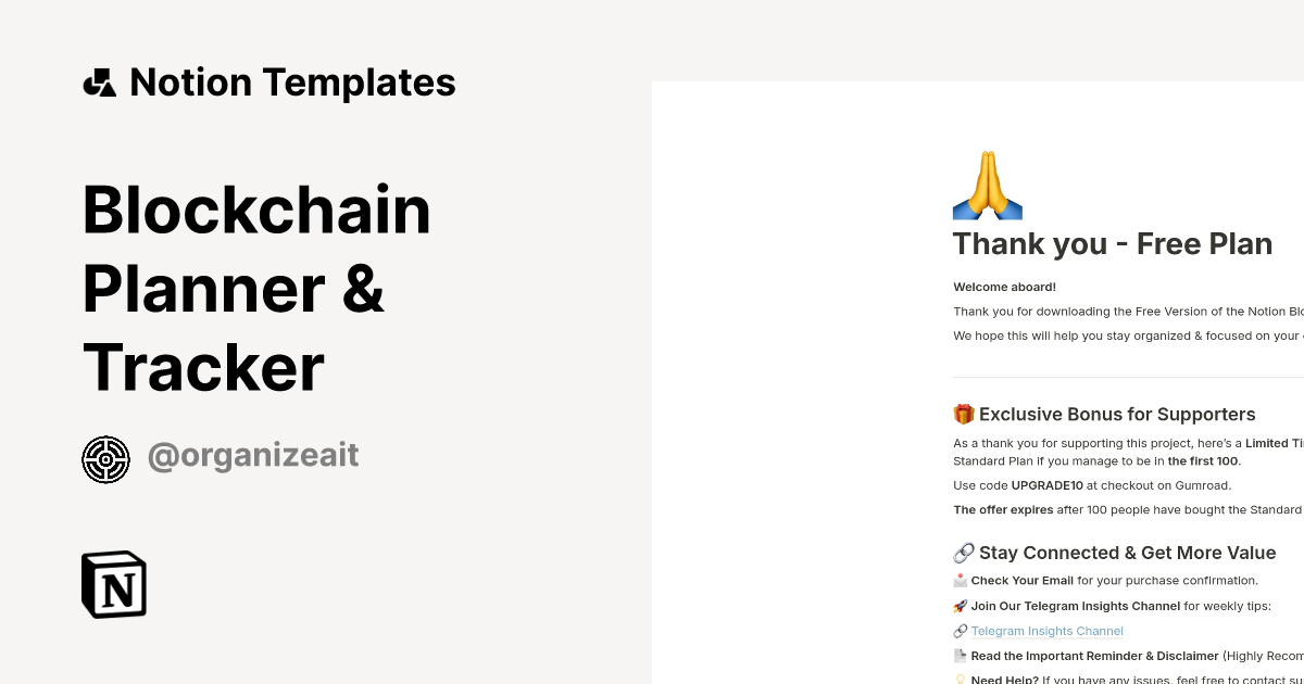Blockchain Planner & Tracker Template by OrganizeAIT | Notion Marketplace