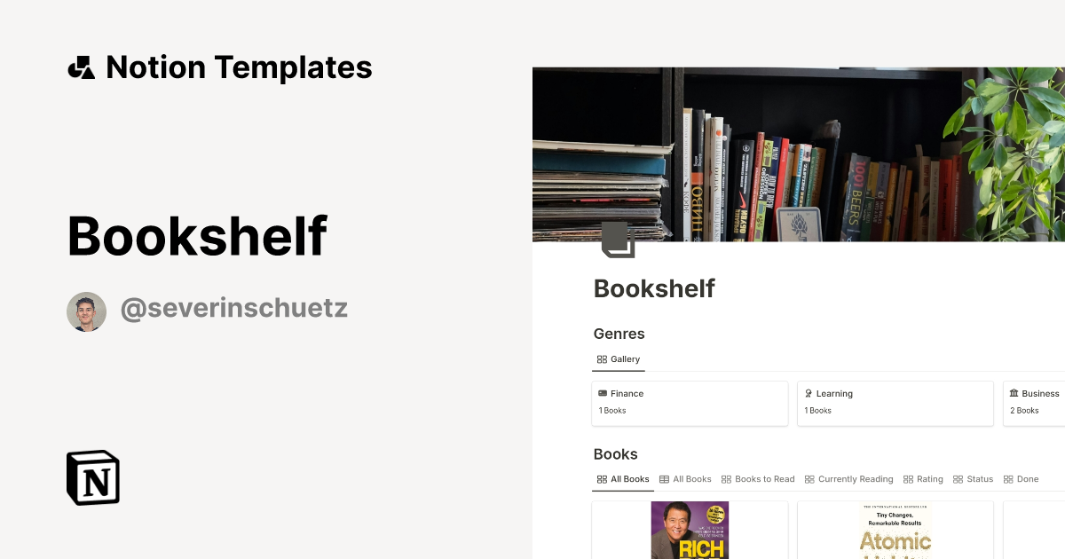 Bookshelf Template Notion Marketplace