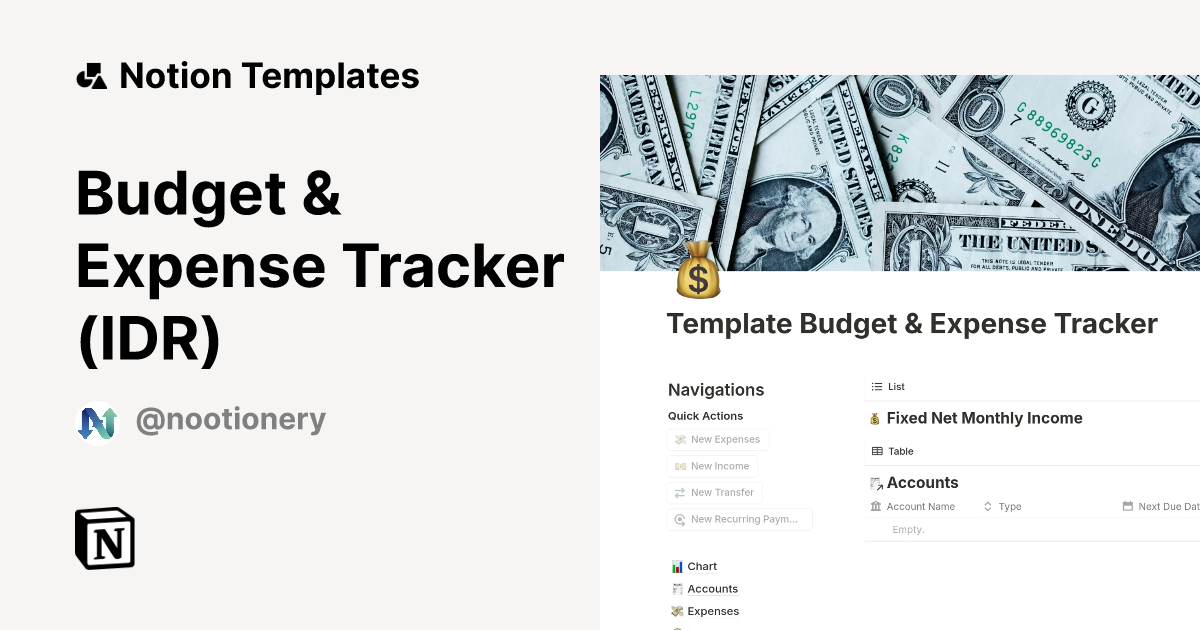 Budget & Expense Tracker (IDR) Template by Kusindra Aji R. | Notion ...