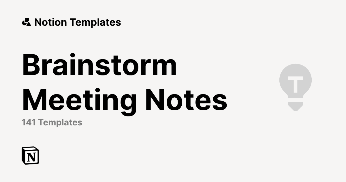 Free Brainstorm Meeting Notes Templates from Notion | Notion Marketplace