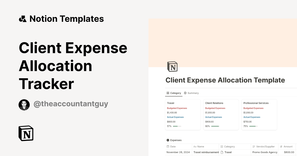 Client Expense Allocation Tracker Template | Notion Marketplace
