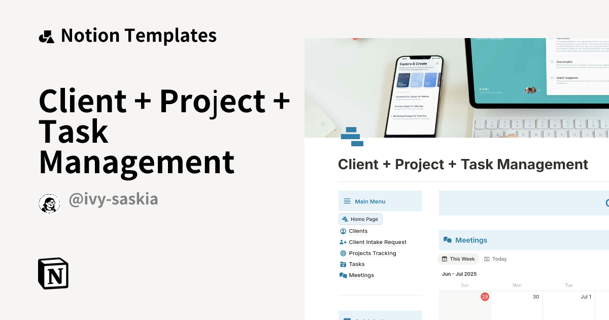 Client + Project + Task Management Template | Notion Marketplace