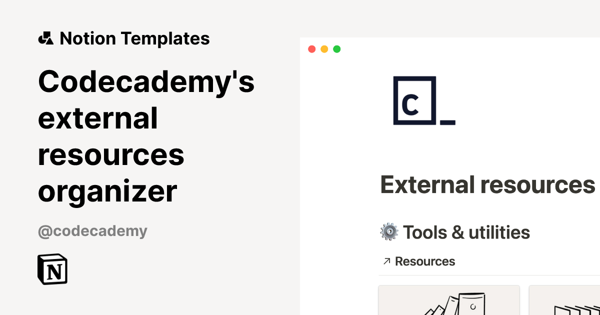 Codecademy's external resources organizer Template | Notion Marketplace