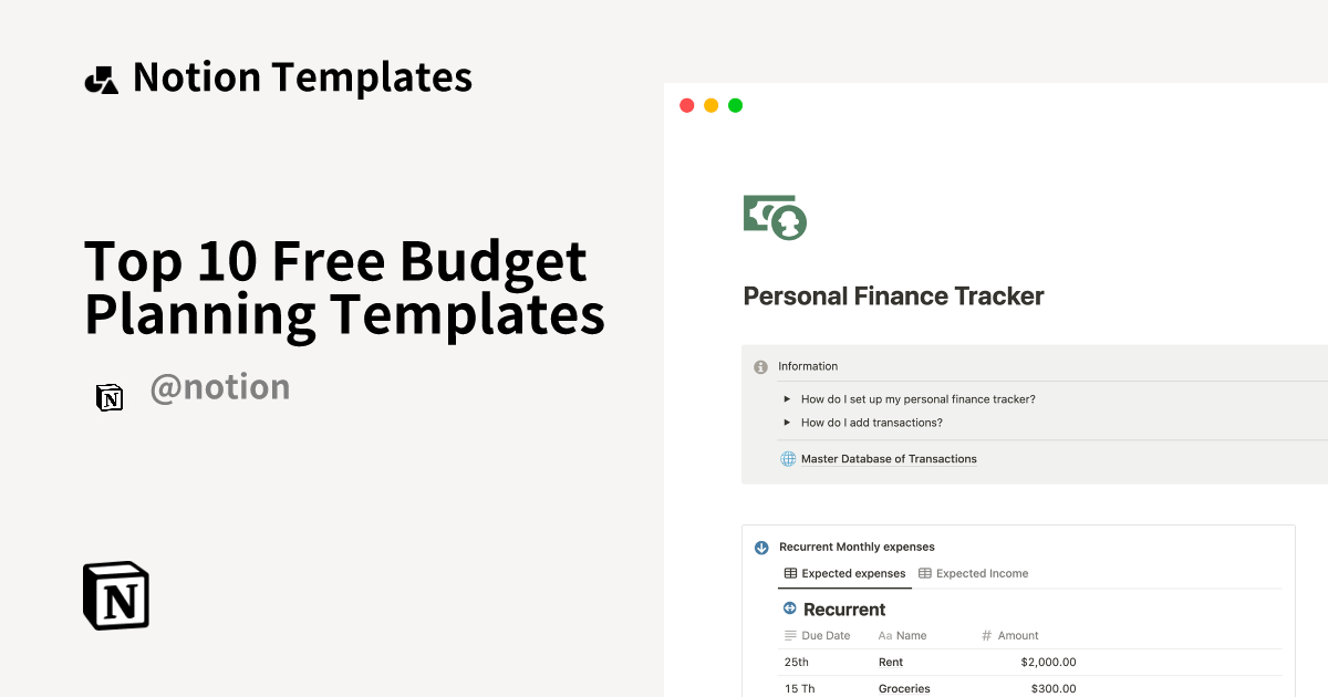 Top 10 Free Budget Planning Templates | Notion Template Marketplace