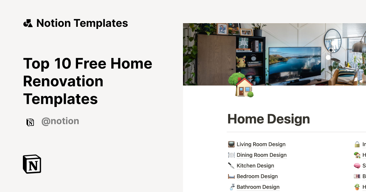 Top 10 Free Home Renovation Templates | Notion Template Marketplace