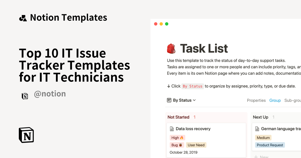 Top 10 IT Issue Tracker Templates for IT Technicians | Notion Template ...