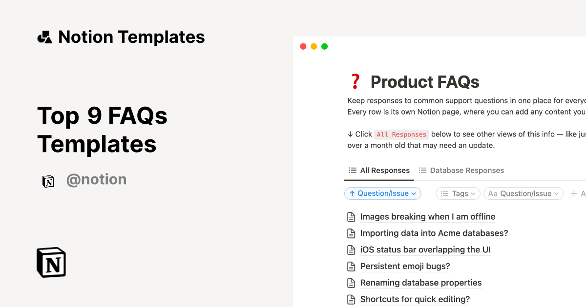 Top 9 FAQs Templates | Notion Template Marketplace