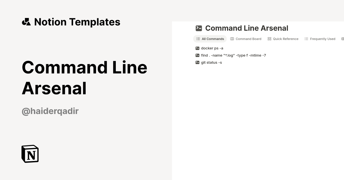 Command Line Arsenal Template | Notion Marketplace