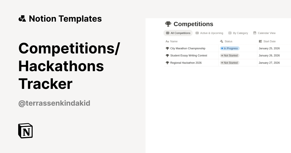 Competitions/Hackathons Tracker Template | Notion Marketplace