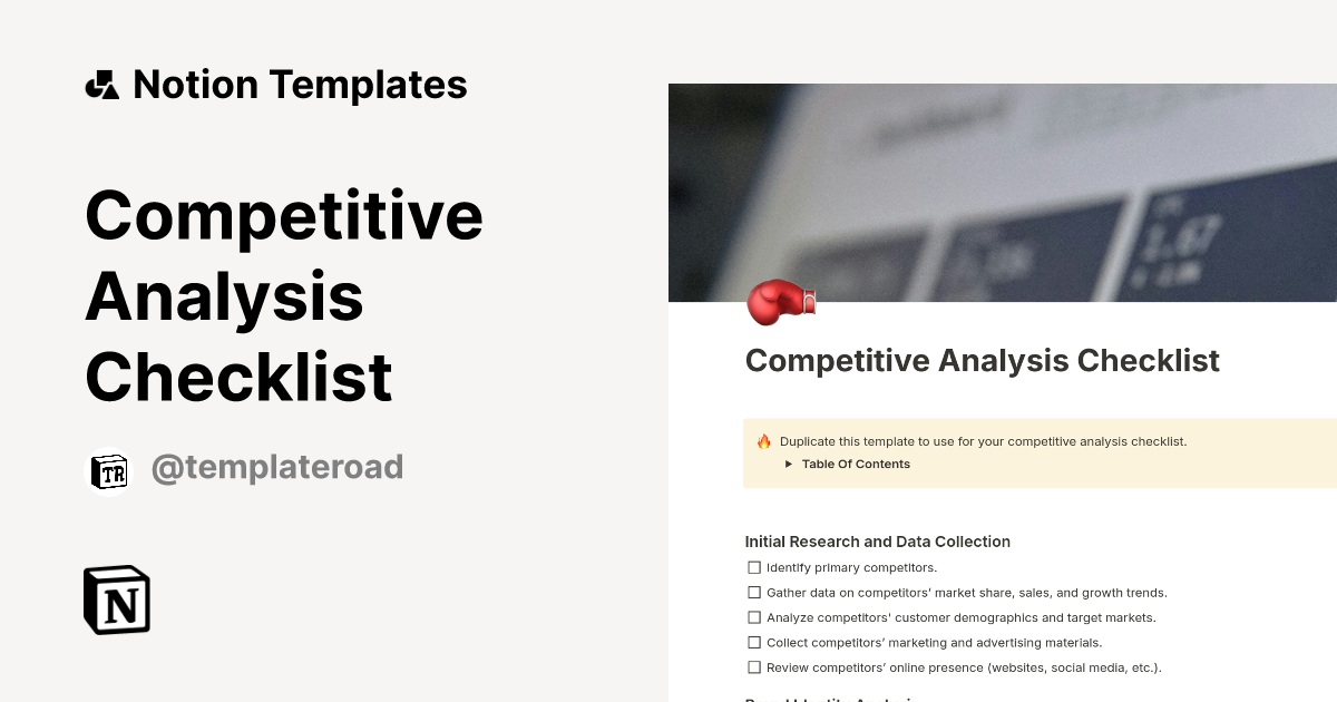 Competitive Analysis Checklist Template by Template Road | Notion ...
