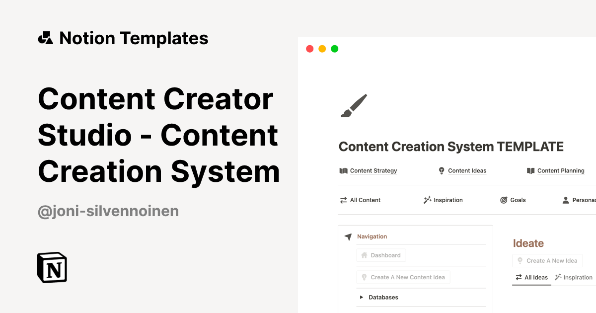 Content Creator Studio - Content Creation System Template | Notion ...