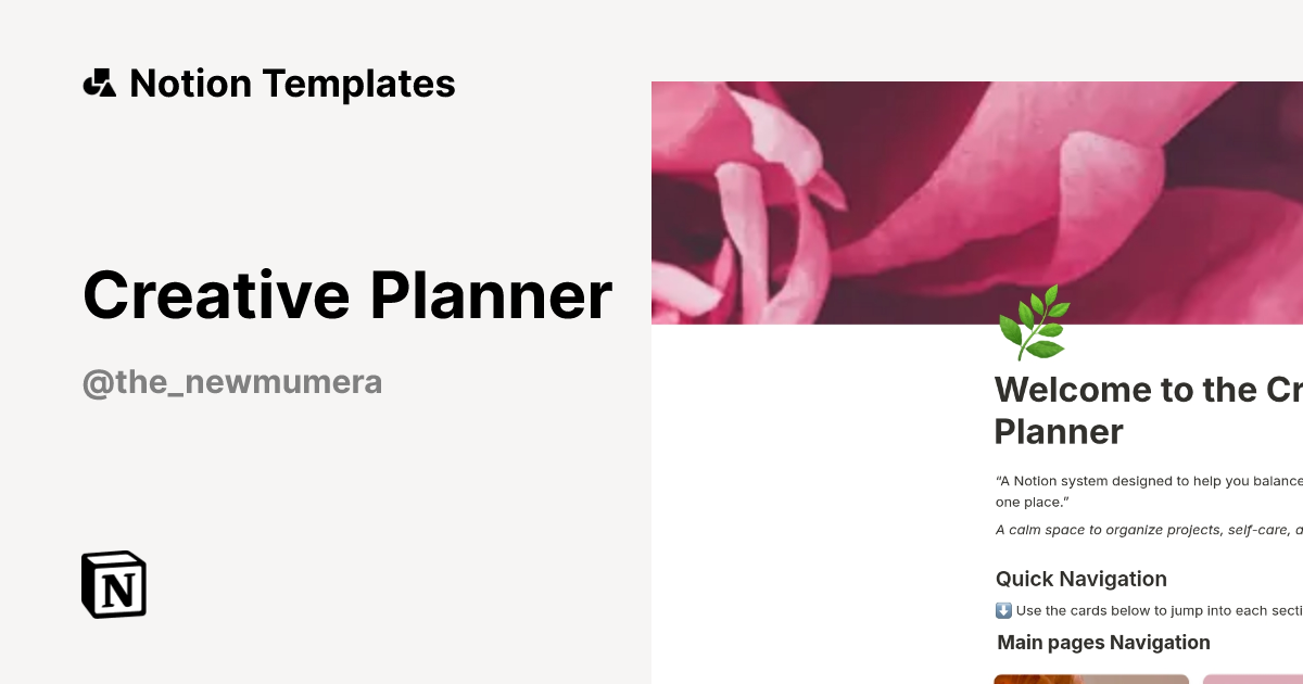 Creative Planner Template by De_newmumera | Notion Marketplace