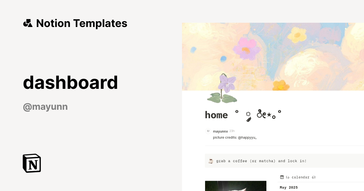 dashboard Template by mayunn | Notion Marketplace