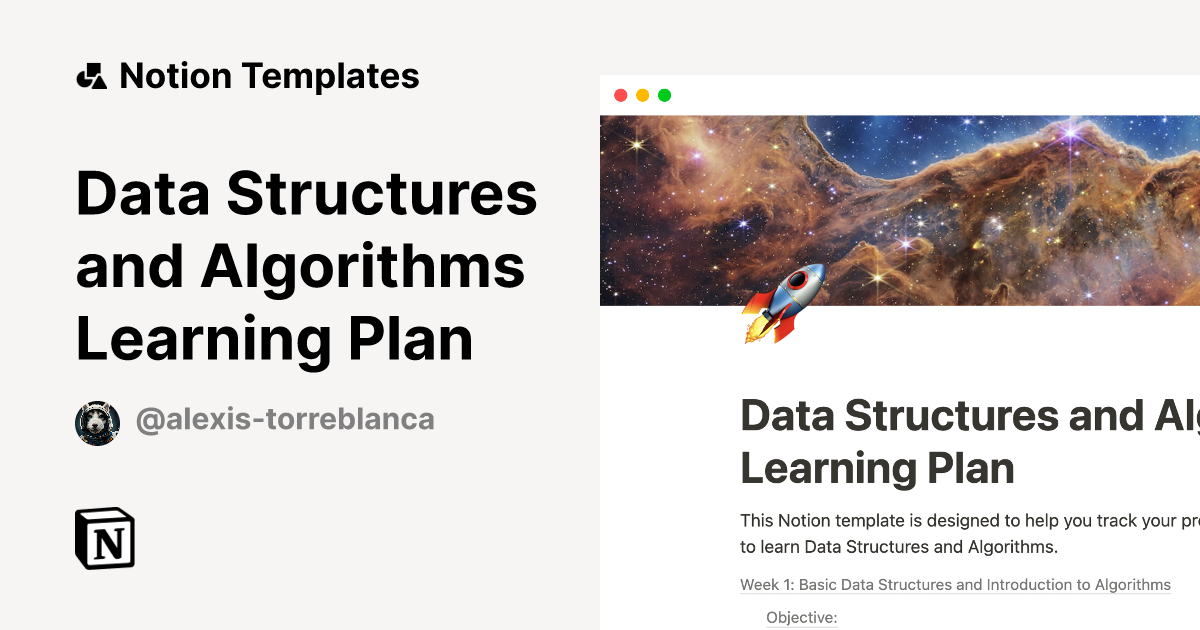 Data Structures and Algorithms Learning Plan Template by Alexis ...