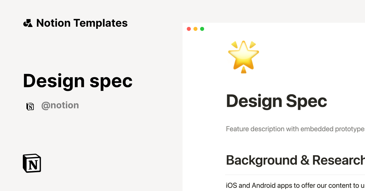 Design spec 2025 Template | Notion Marketplace