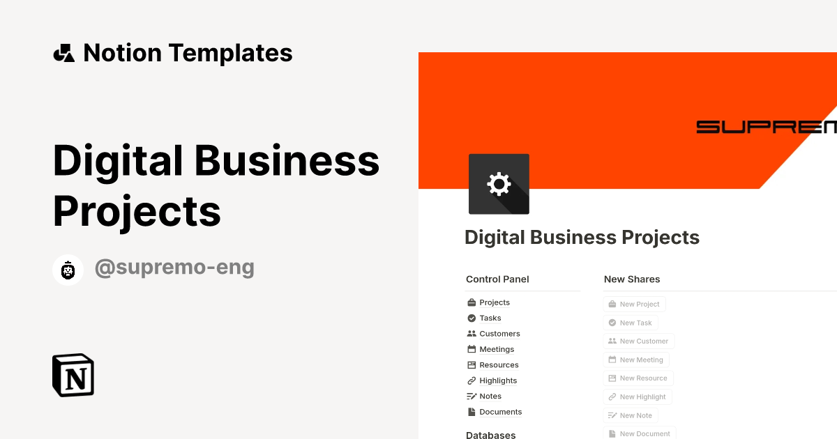 Digital Business Projects Template | Notion Marketplace