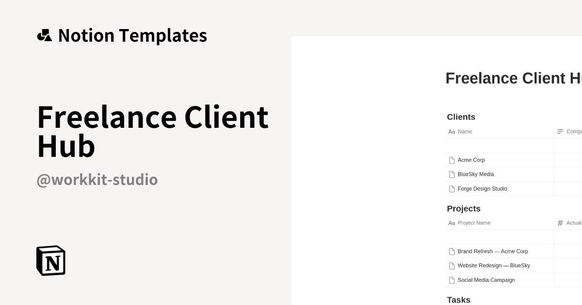 Freelance Client Hub Template by WorkKit Studio | Notion Marketplace