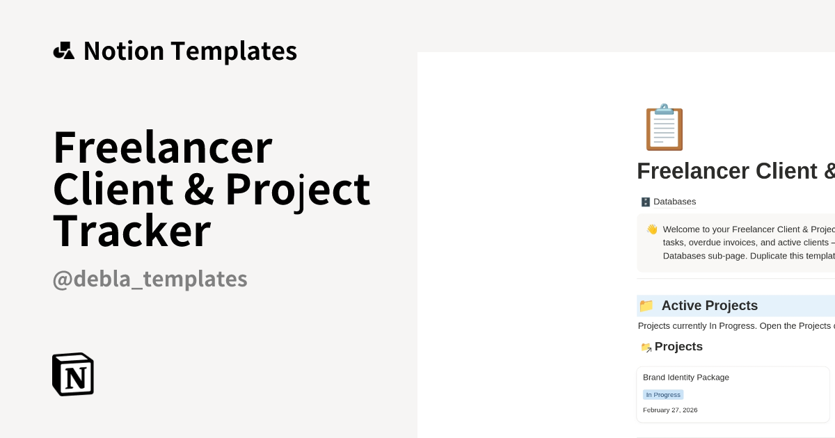Freelancer Client & Project Tracker Template by Debla | Notion Marketplace