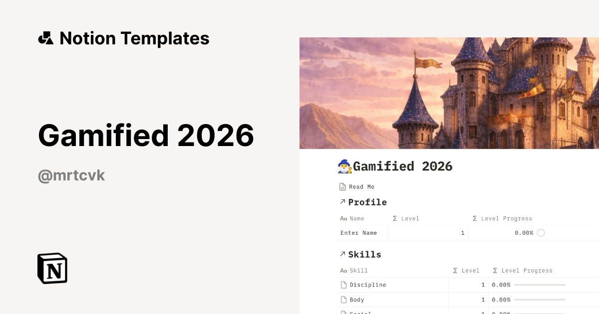 Gamified 2026 Template by Mert | Notion Marketplace