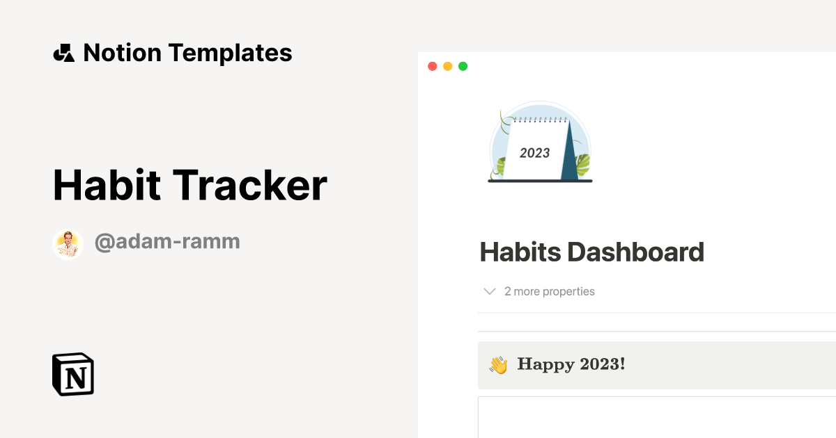 Habit Tracker Template by Adam Ramm | Notion Marketplace