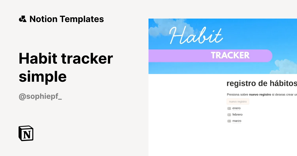 Habit tracker simple Template | Notion Marketplace