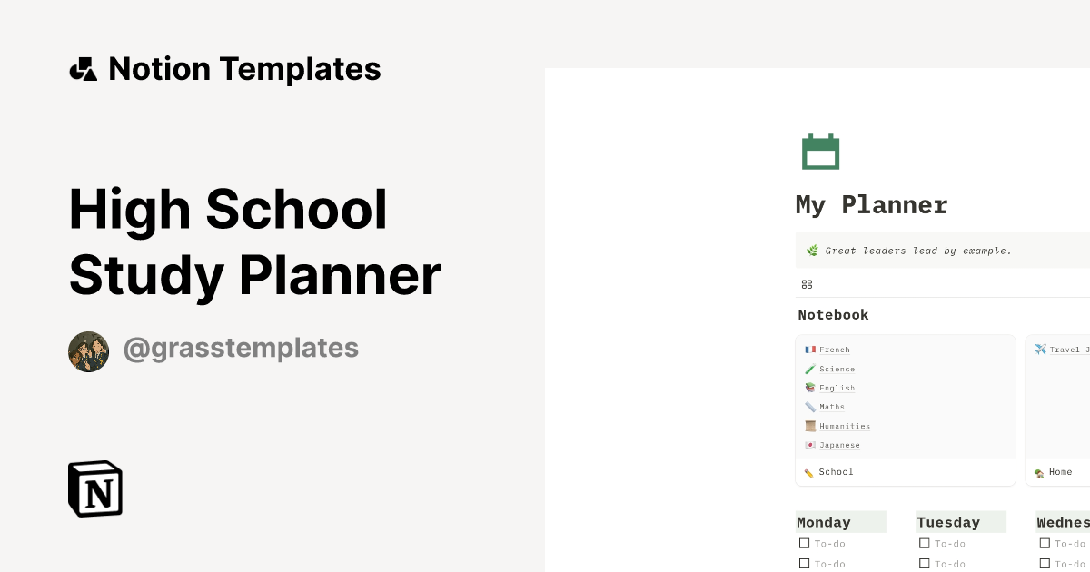 High School Study Planner Template by grace_templates | Notion Marketplace