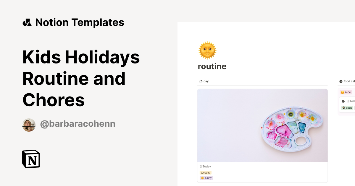 Kids Holidays Routine and Chores Template | Notion Marketplace