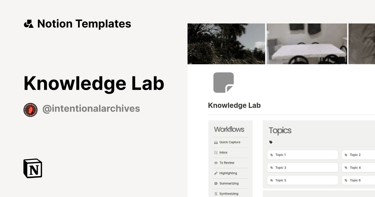 Knowledge Lab Template by Intentional Archives | Notion Marketplace