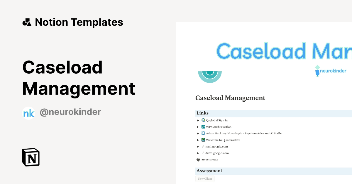 Caseload Management Template by Neurokinder | Notion Marketplace