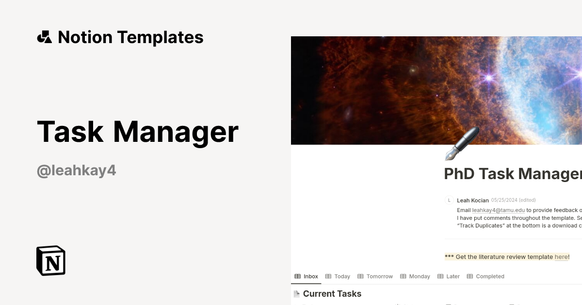 Task Manager Template | Notion Marketplace