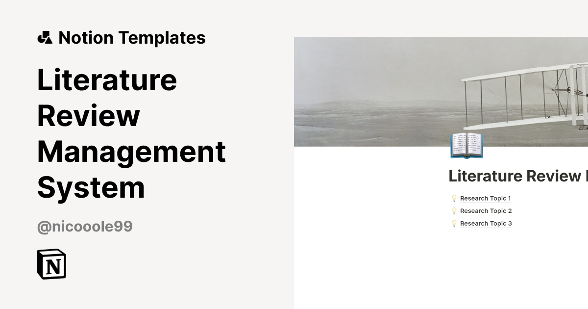 Literature Review Management System Template by Nicooole | Notion ...
