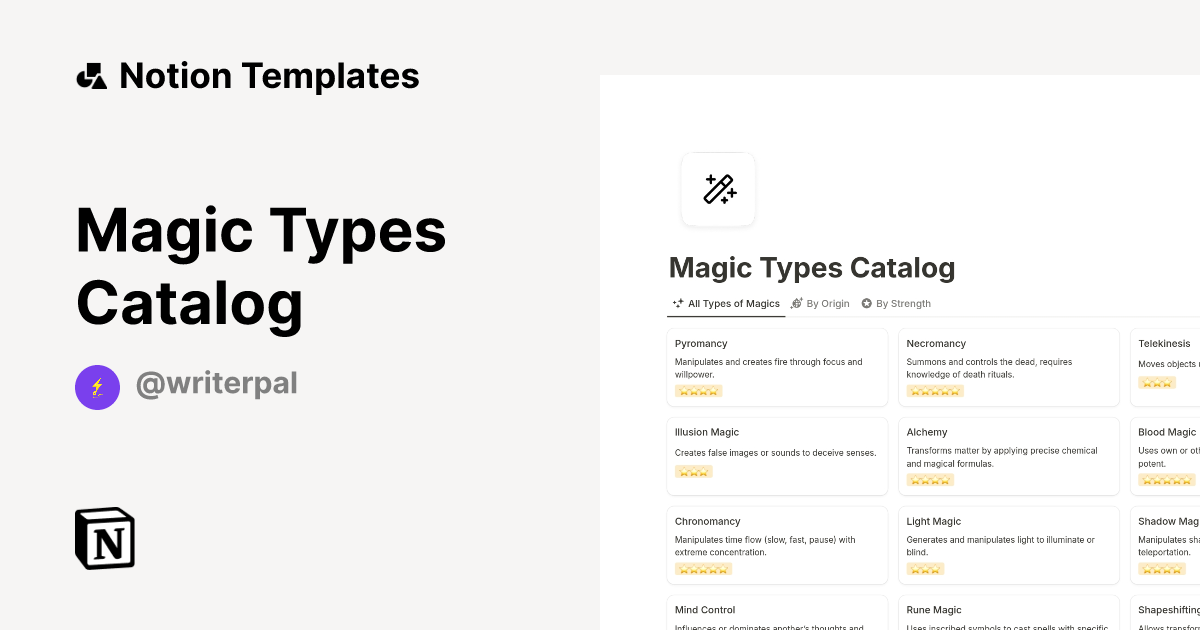 Magic Types Catalog Template | Notion Marketplace