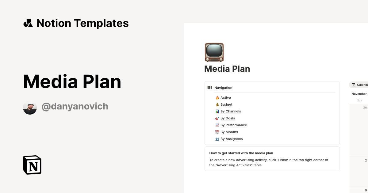 Media Plan Template by danyanovich | Notion Marketplace