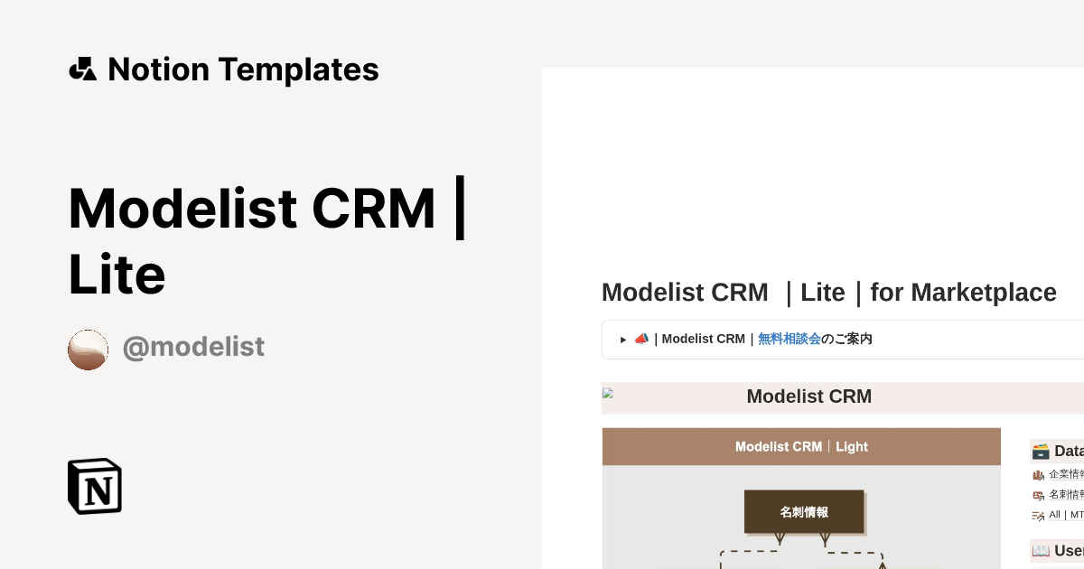 Modelist CRM | Lite Template by 株式会社Modelist | Notion Marketplace