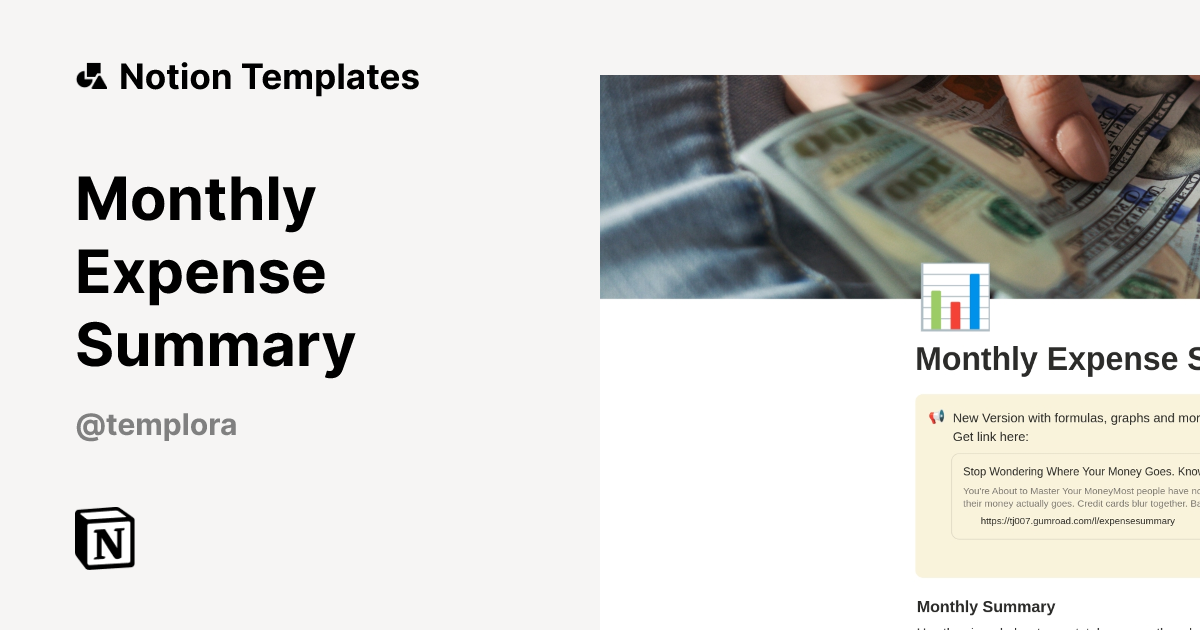 Monthly Expense Summary Template by Templora | Notion Marketplace