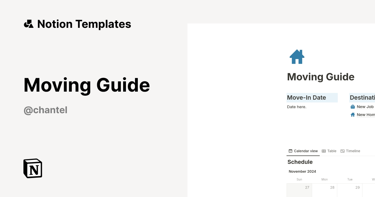 Moving Guide Template by Chantel | Notion Marketplace