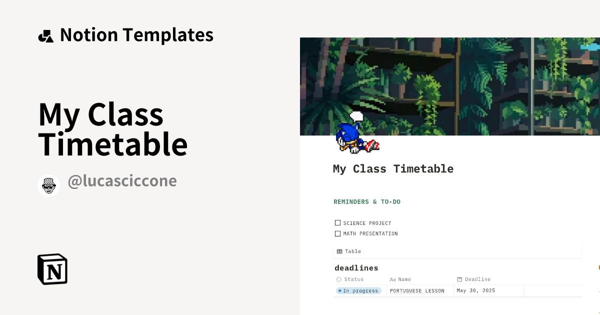 My Class Timetable Template | Notion Marketplace