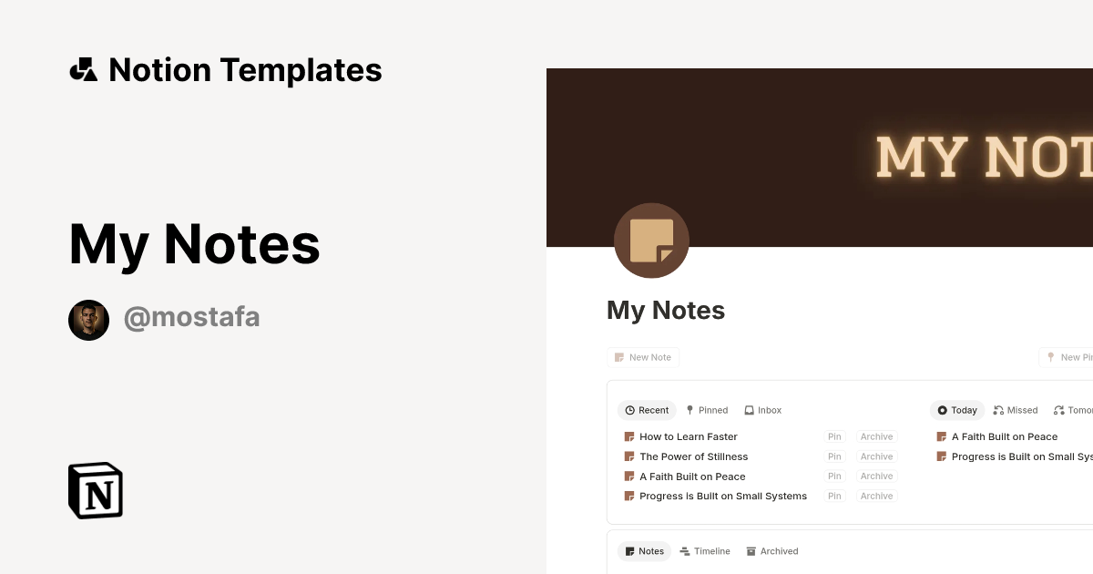 My Notes Template | Notion Marketplace