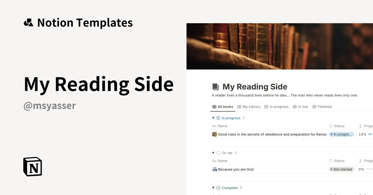 My Reading Side Template | Notion Marketplace