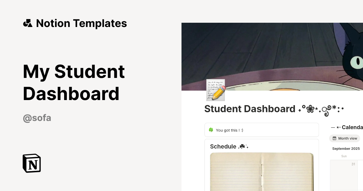 My Student Dashboard Template by sofa:) | Notion Marketplace
