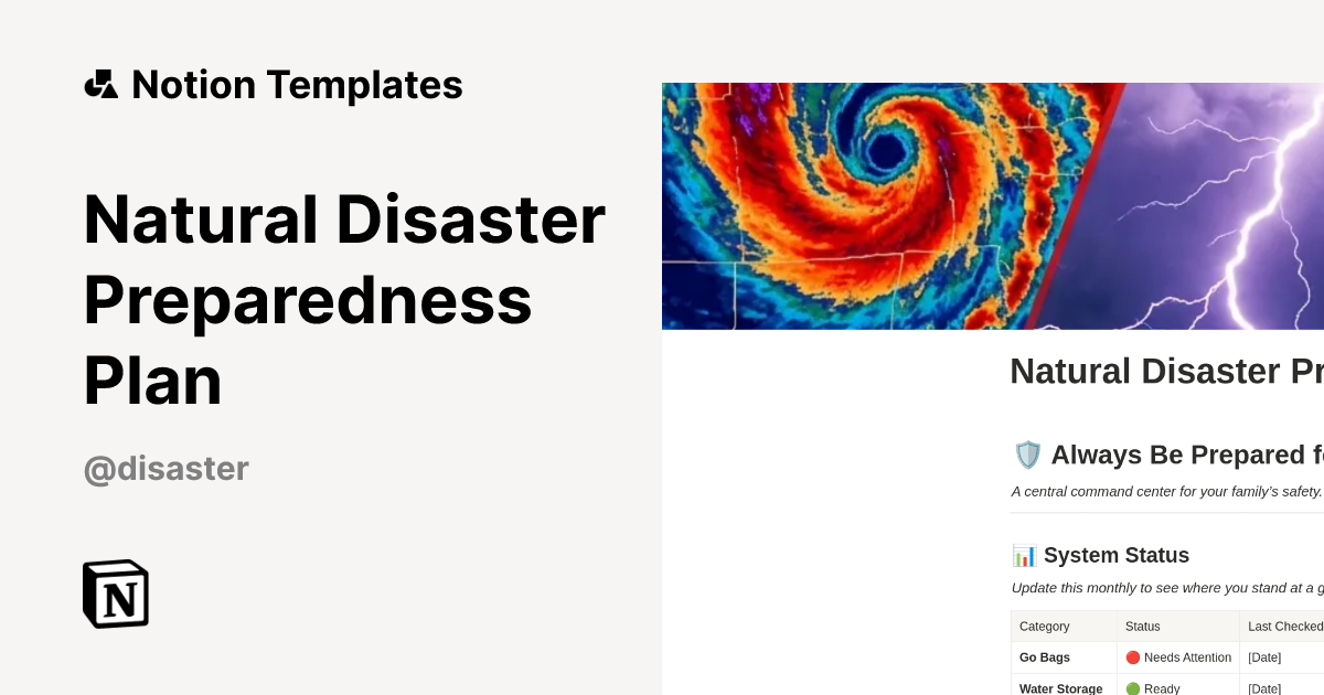 Natural Disaster Preparedness Plan Template | Notion Marketplace