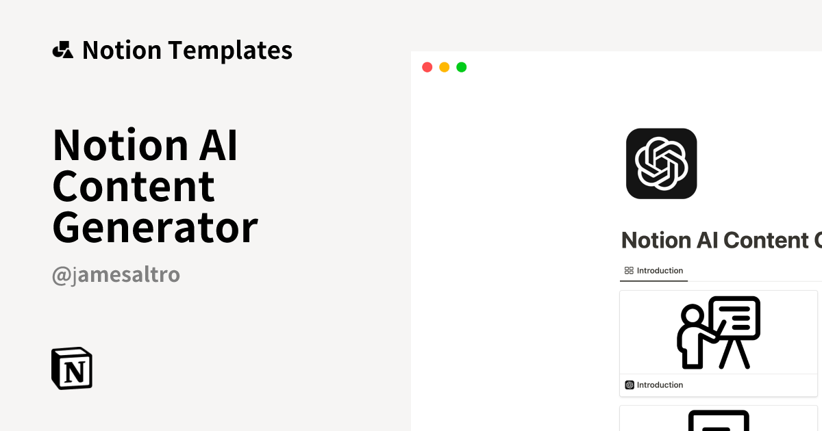 Notion AI Content Generator Template | Notion Marketplace