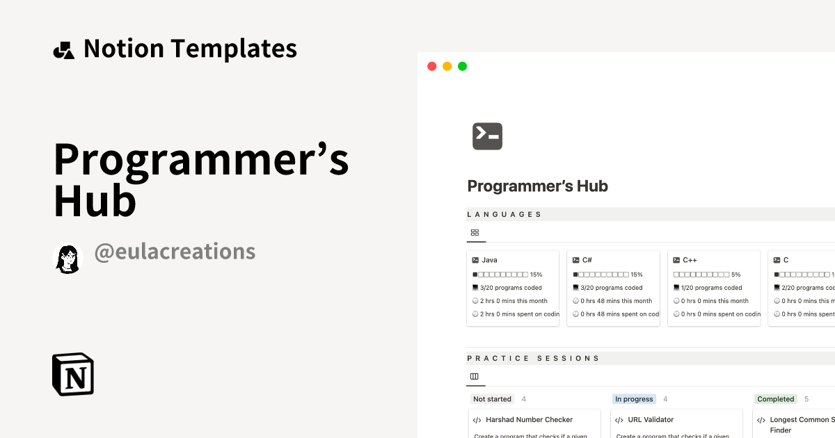 Programmer’s Hub Template by Eula | Notion Marketplace