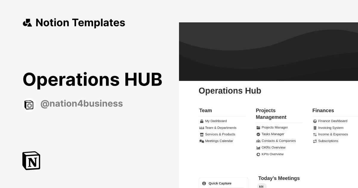 Operations HUB Template by Nation4Business | Notion Marketplace